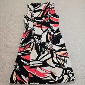 Hugo Boss Diganira Abstract Print Sleeveless Sheath Dress Sz 6 Officecore